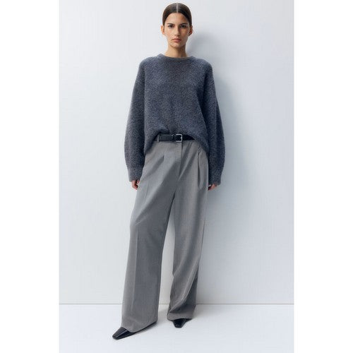 H&M Wide Leg Dress Pants in Light Grey Tweed
