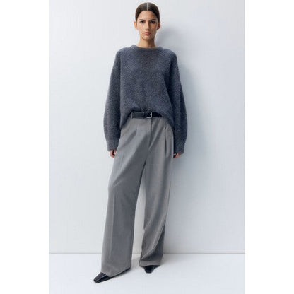 H&M Wide Leg Dress Pants in Light Grey Tweed