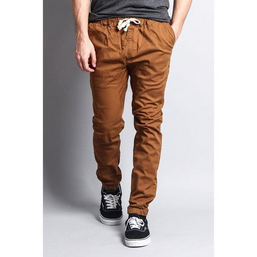 Skinny Fit Chino Joggers in Dark Wheat