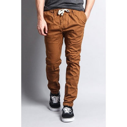 Skinny Fit Chino Joggers in Dark Wheat