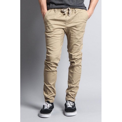 JG876-OPEN Skinny Fit Chino Joggers in Khaki