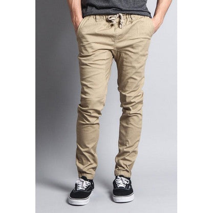 JG876-OPEN Skinny Fit Chino Joggers in Khaki