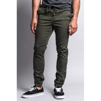 Skinny Fit Chino Joggers in Olive
