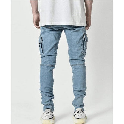 Multi Pocket Cargo Skinny Jeans in Blue