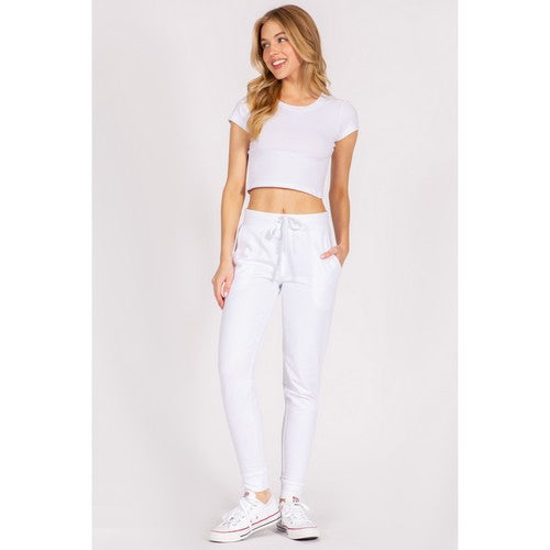 TP629R French Terry Jogger in White