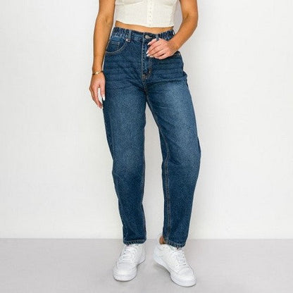 90270 Wax Jean Tapered Ballon Jean in Dark Denim