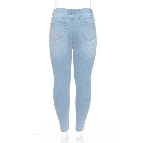 Wax Jean Plus Size High Waist Skinny Jeans in Light Denim