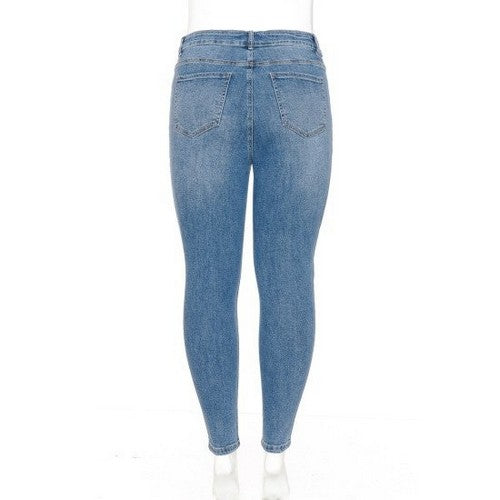 Wax Jean Plus Size High Waist Skinny Jeans in Medium Denim