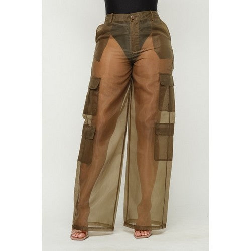 23149 Organza Cargo Pants in Olive