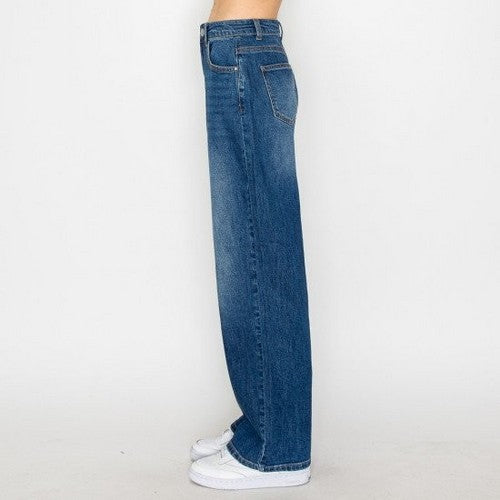 Wax Jean Basic Straight Jeans in Dark Denim
