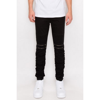 Stacked Zip Cargo Jogger in Black