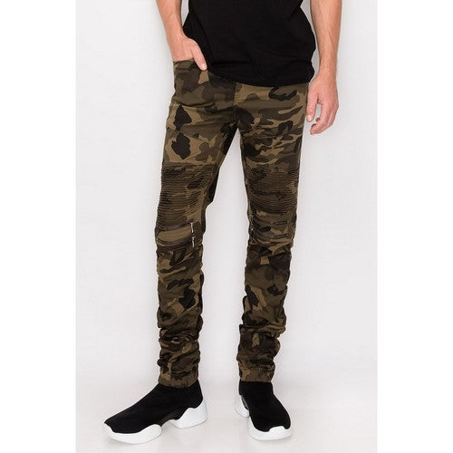 Stacked Zip Cargo Jogger in Olive Camo