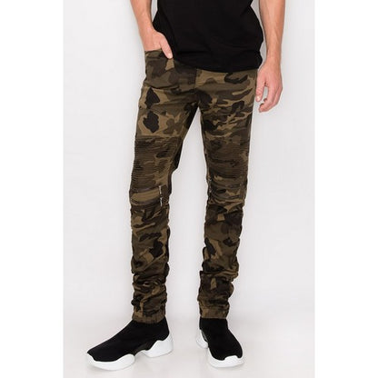 Stacked Zip Cargo Jogger in Olive Camo