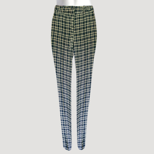 Cigarette Leg Dress Pants in Beige & Black Houndstooth