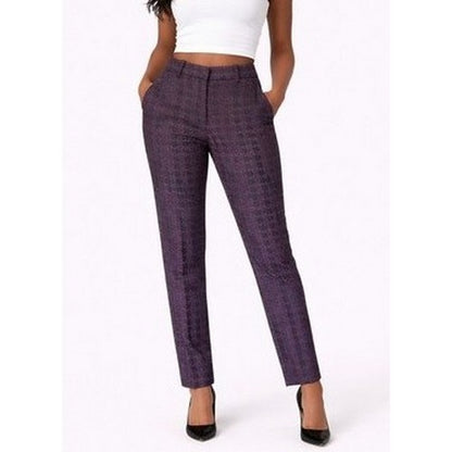 Cigarette Leg Dress Pants in Dark Burgundy Textured Houndstooth
