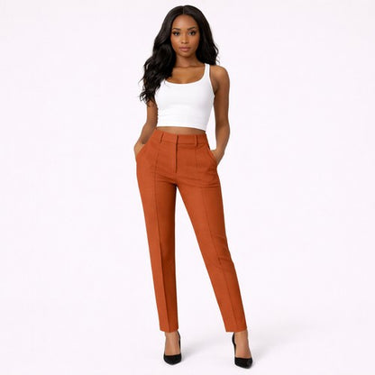 Cigarette Leg Dress Pants in Rust