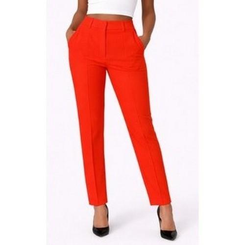 Cigarette Leg Dress Pants in Red Soft Crepe