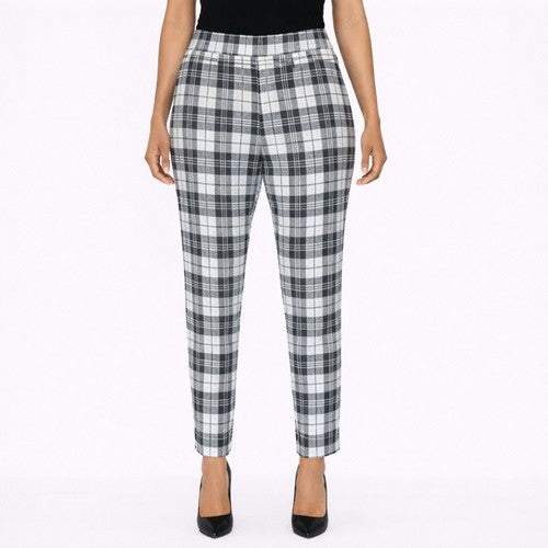 Cigarette Leg Dress Pants in  Black & White Plaid