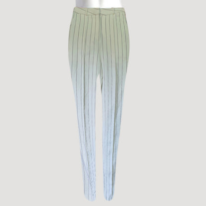 Cigarette Leg Dress Pants in White & Black Stripe