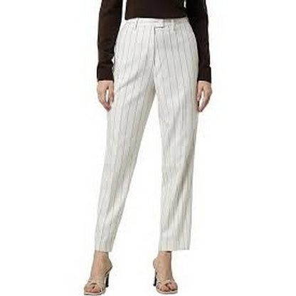 Cigarette Leg Dress Pants in White & Black Stripe