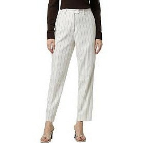 Cigarette Leg Dress Pants in White & Black Stripe