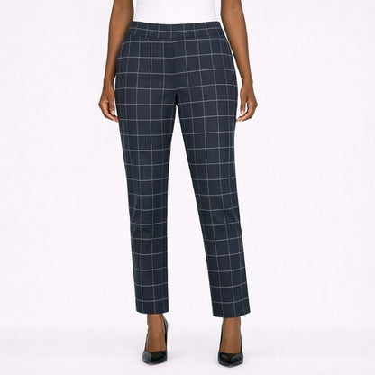 Wallis Slim Fit Dress Pants in Charcoal Grey Plaid