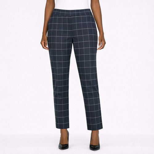 Wallis Slim Fit Dress Pants in Charcoal Grey Plaid