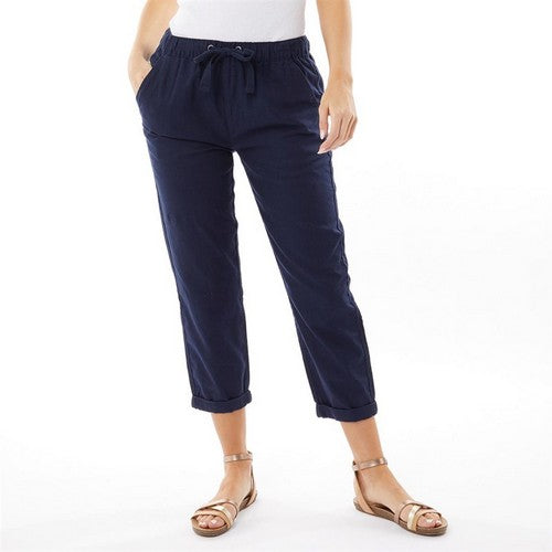 OnFire Linen Turn-Up Joggers in Navy