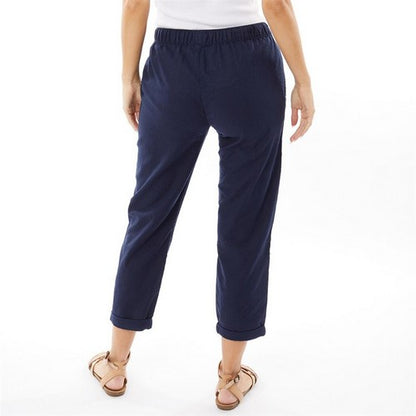 OnFire Linen Turn-Up Joggers in Navy