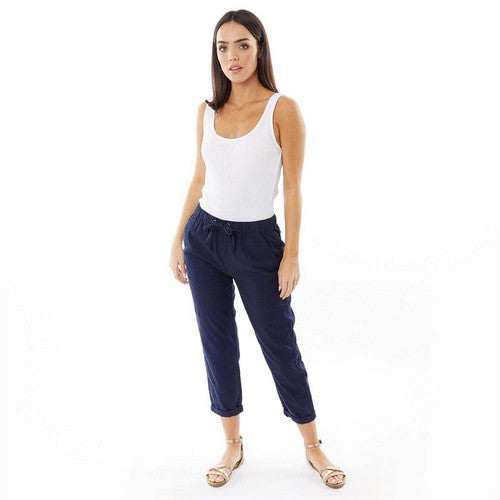 OnFire Linen Turn-Up Joggers in Navy