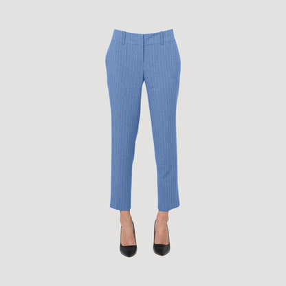 Cigarette Leg Pinstripe Work Pants in Blue