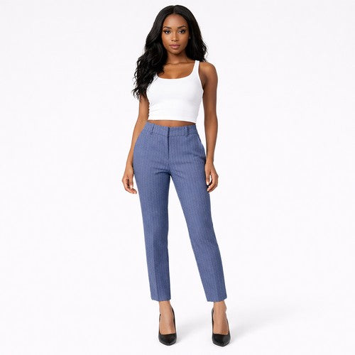 Cigarette Leg Pinstripe Work Pants in Indigo