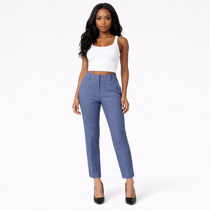 Cigarette Leg Pinstripe Work Pants in Indigo