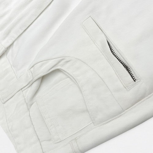 Gray Earth Cargo Biker Jeans in White