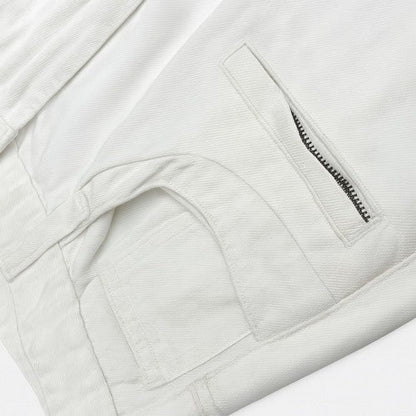 Gray Earth Cargo Biker Jeans in White