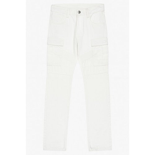 BC036 Cargo Biker Skinny Jeans in White