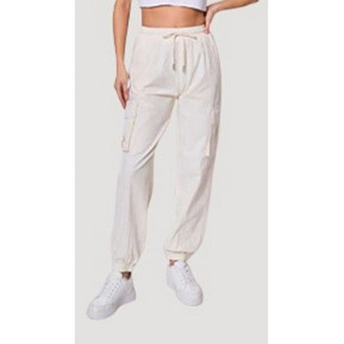 CS27-2 Linen-Look Stretch Cargo Jogger in Cream