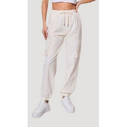 CS27-2 Linen-Look Stretch Cargo Jogger in Cream