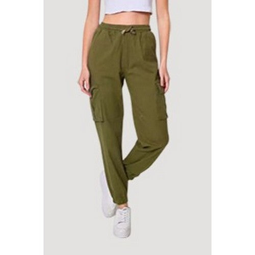 CS27-3 Linen-Look Stretch Cargo Jogger in Olive