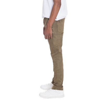 Zip Detail Skinny Jeans in Brown