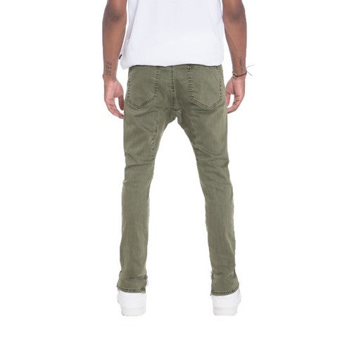 Zip Detail Skinny Jeans in Olive