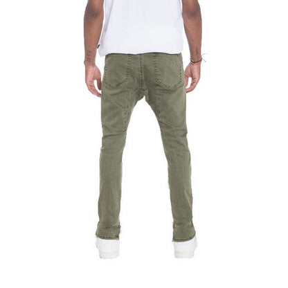 Zip Detail Skinny Jeans in Olive
