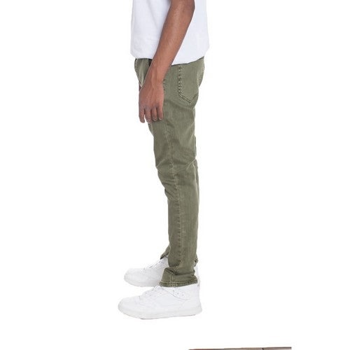 Zip Detail Skinny Jeans in Olive