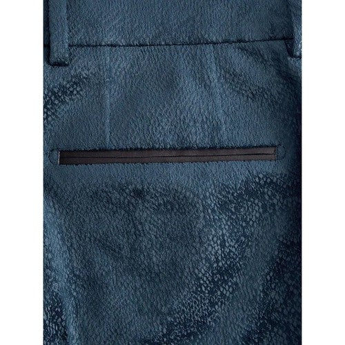 Richard James Savile Row Tapered Evening Dress Pants in Navy Snakeskin Fabric