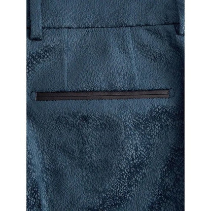 Richard James Savile Row Tapered Evening Dress Pants in Navy Snakeskin Fabric