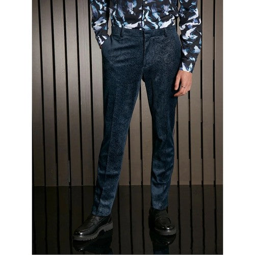 RJS20559 Richard James Savile Row Tapered Evening Dress Pants in Navy Snakeskin