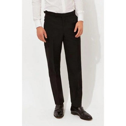 RJCLS28/RJCLSQ4 Richard James Savile Row Tapered Evening Dress Pants in Black With Side Seam Panel