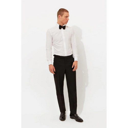 Richard James Savile Row Tapered Evening Dress Pants in Black With Side Seam Panel