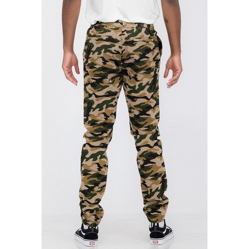 Stretch Cotton Twill Jogger in Camo Green
