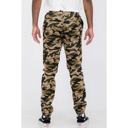 Stretch Cotton Twill Jogger in Camo Green
